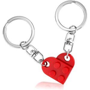 Red Heart Keychain, Matching Couple Heart